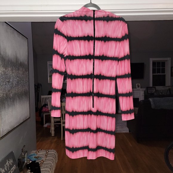 Alice + Olivia Women's Pink Delora Tie Dye Long Sleeve Body-con Dress Size 8 - Picture 5 of 16